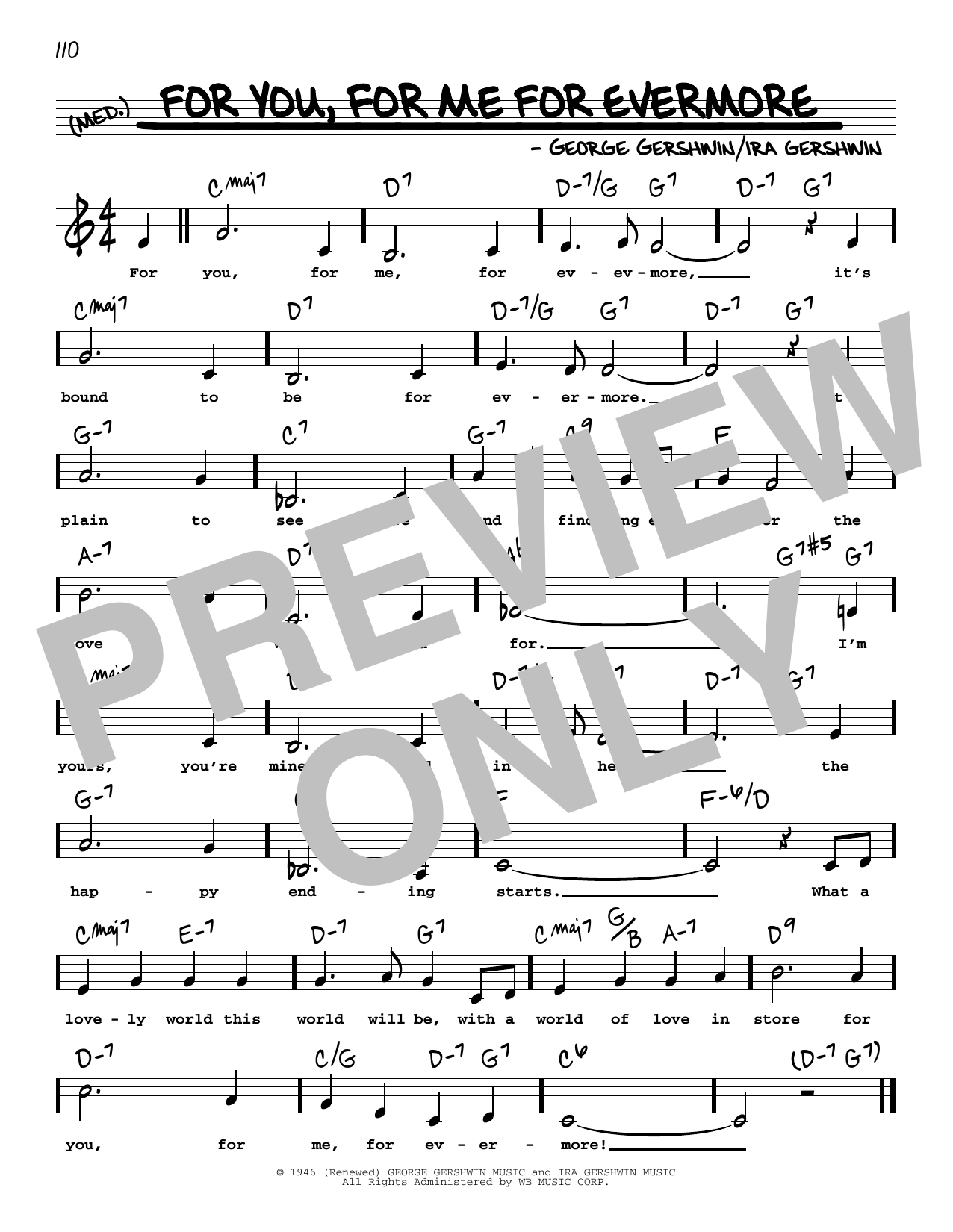 George Gershwin For You, For Me For Evermore (Low Voice) sheet music notes and chords arranged for Real Book – Melody, Lyrics & Chords