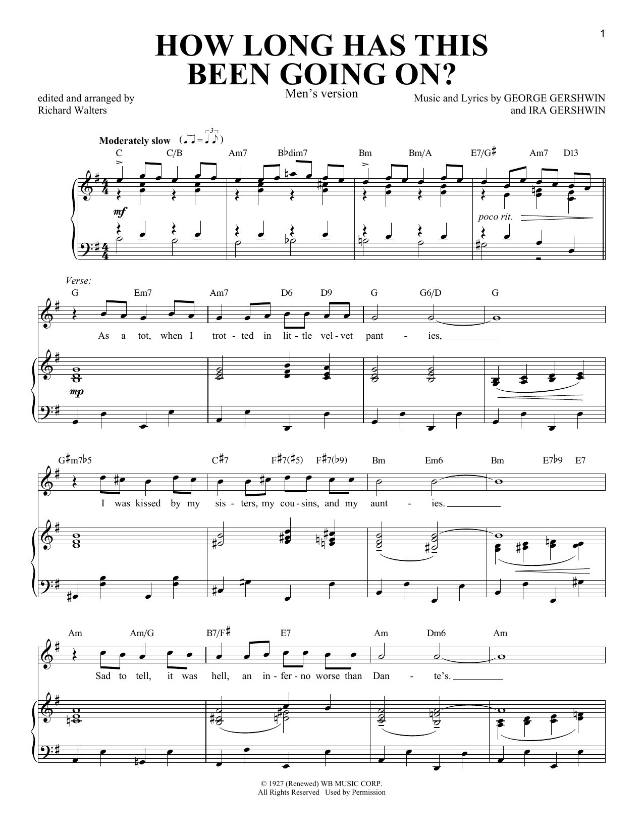 George Gershwin How Long Has This Been Going On? [Men's version] sheet music notes and chords arranged for Piano & Vocal