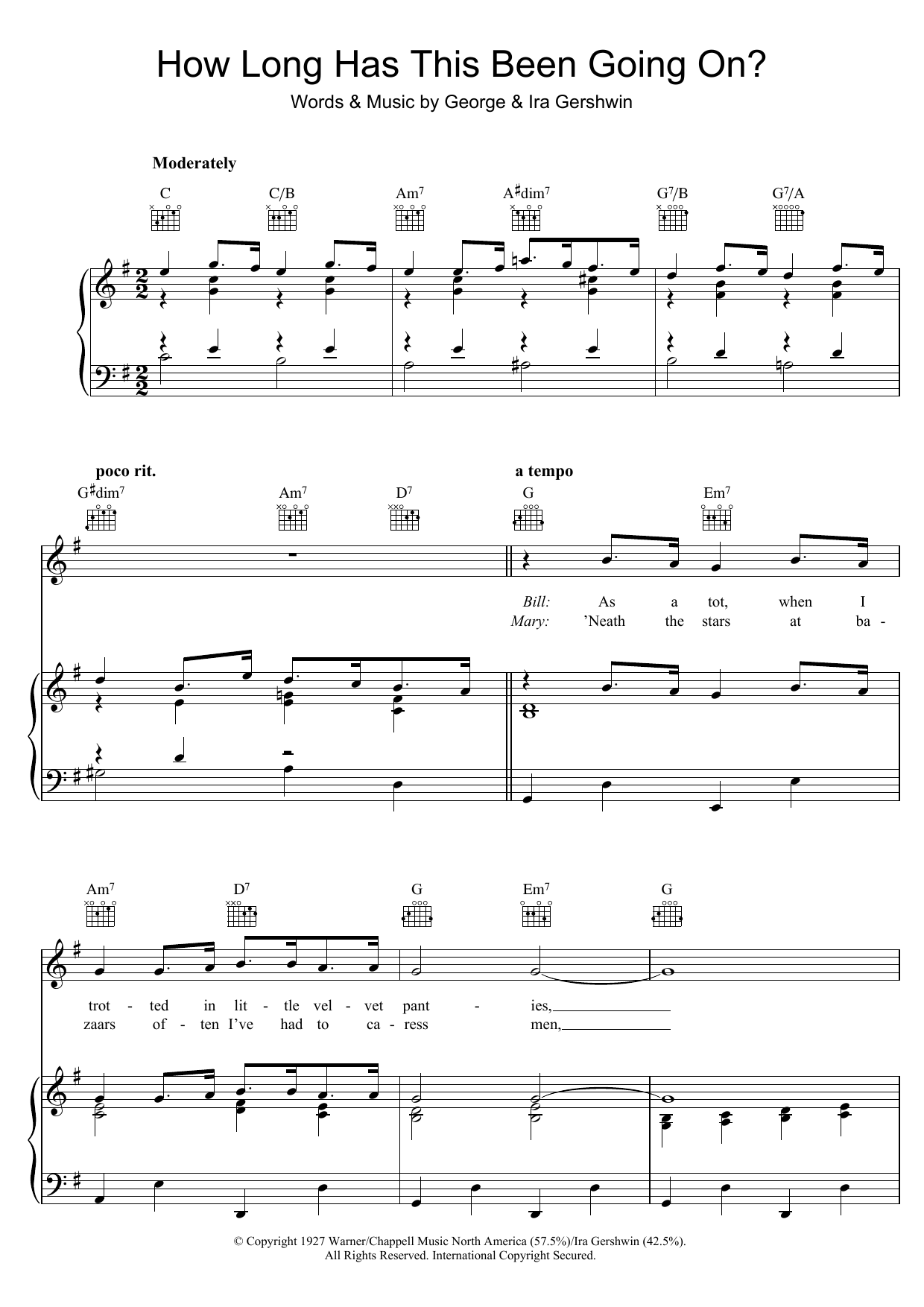 George Gershwin How Long Has This Been Going On? sheet music notes and chords arranged for Easy Piano