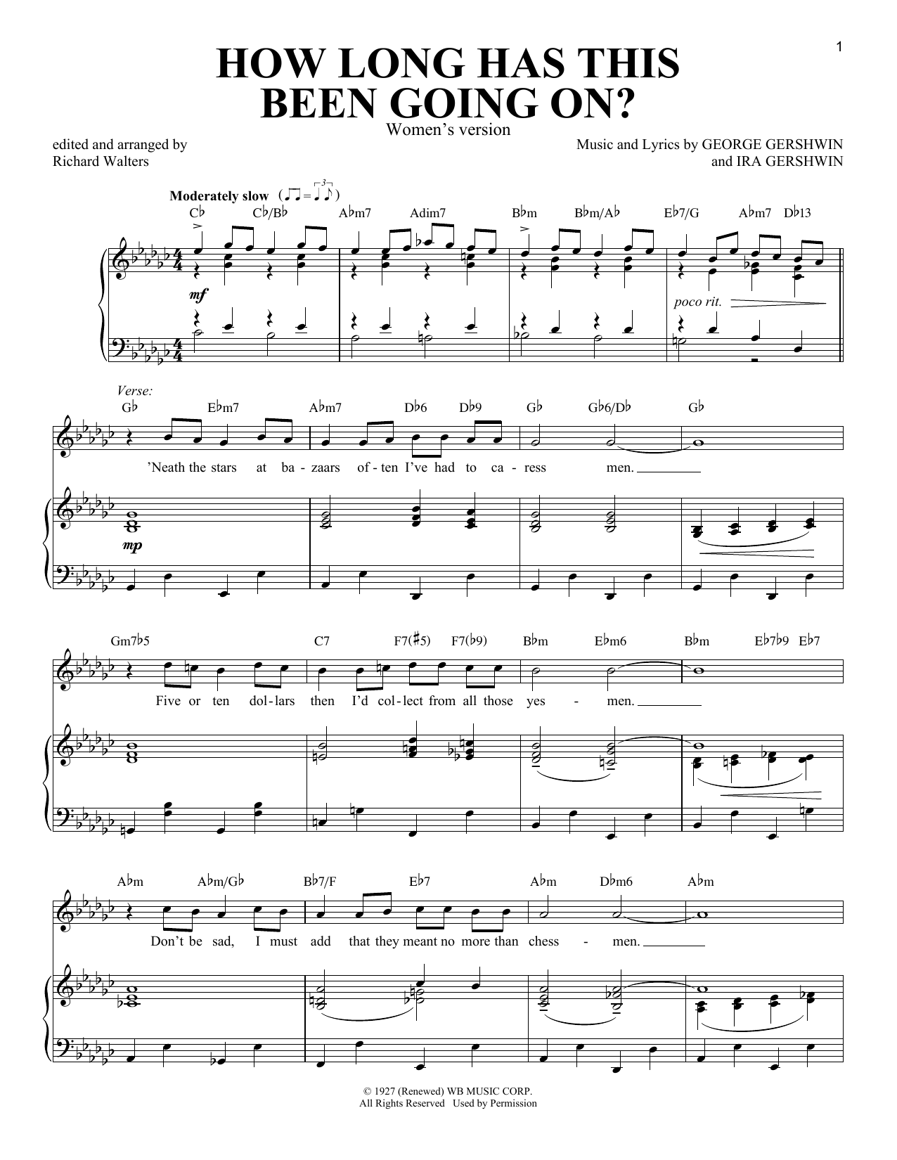 George Gershwin How Long Has This Been Going On? [Women's version] sheet music notes and chords arranged for Piano & Vocal