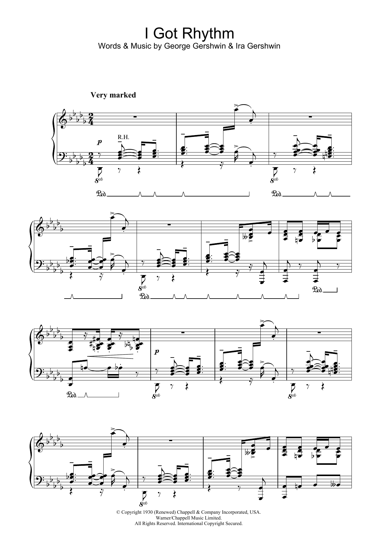 George Gershwin I Got Rhythm sheet music notes and chords arranged for Real Book – Melody, Lyrics & Chords