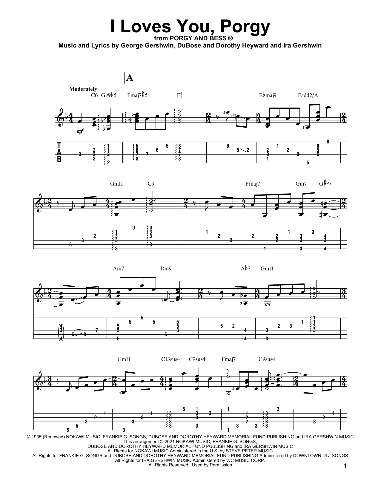 George Gershwin I Loves You, Porgy (arr. Matt Otten) sheet music notes and chords arranged for Solo Guitar