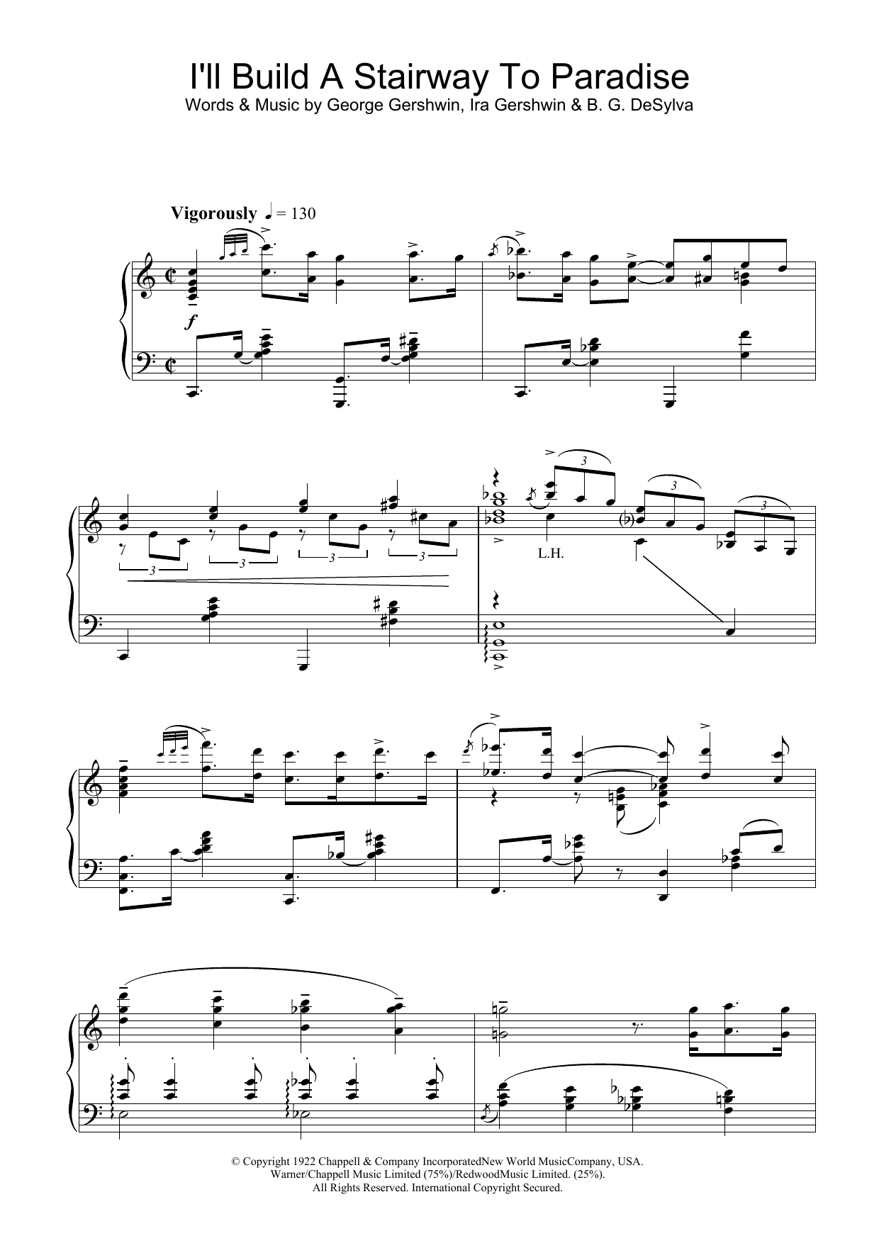 George Gershwin I'll Build A Stairway To Paradise sheet music notes and chords arranged for Piano & Vocal