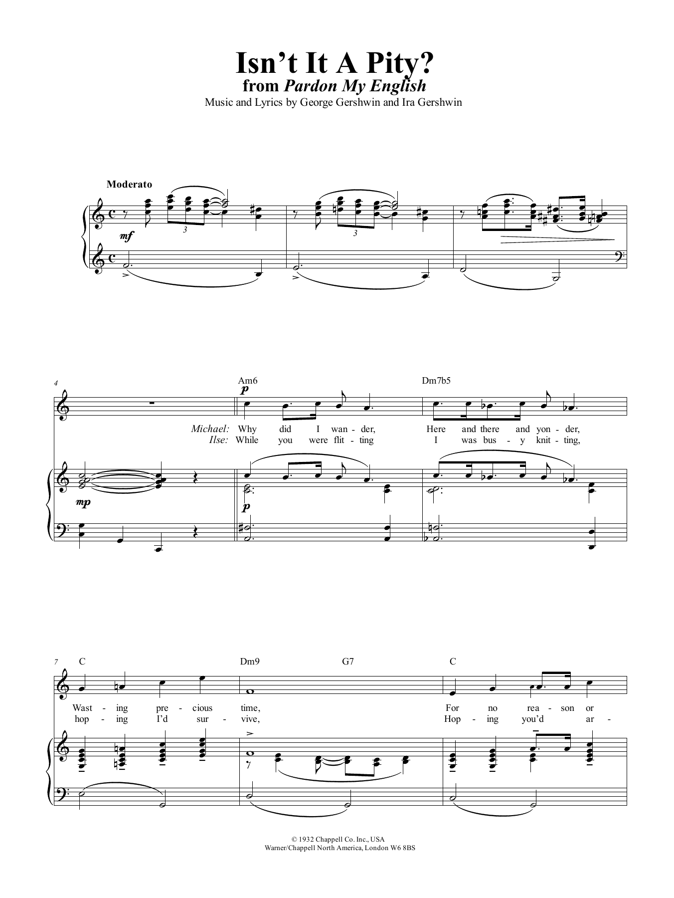 George Gershwin Isn't It A Pity sheet music notes and chords arranged for Piano, Vocal & Guitar Chords (Right-Hand Melody)