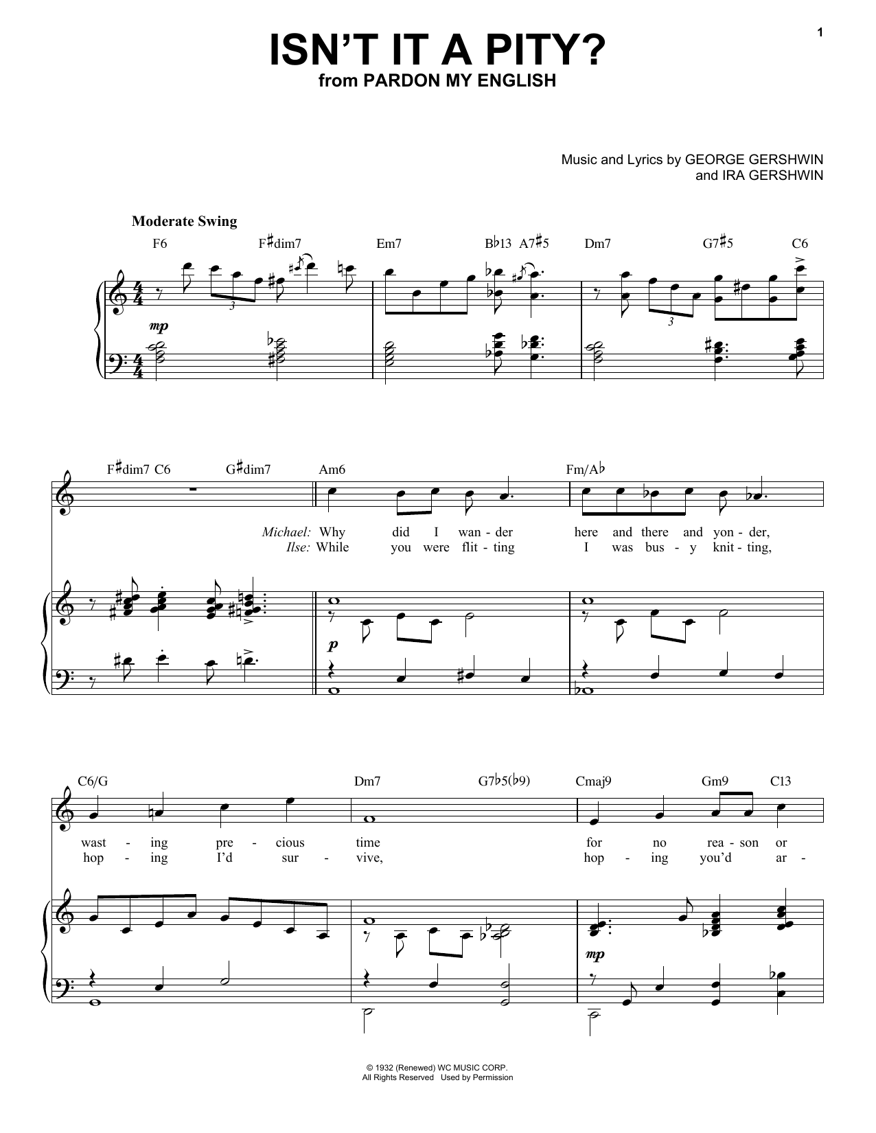 George Gershwin Isn't It A Pity? [Jazz version] (arr. Brent Edstrom) sheet music notes and chords arranged for Piano & Vocal