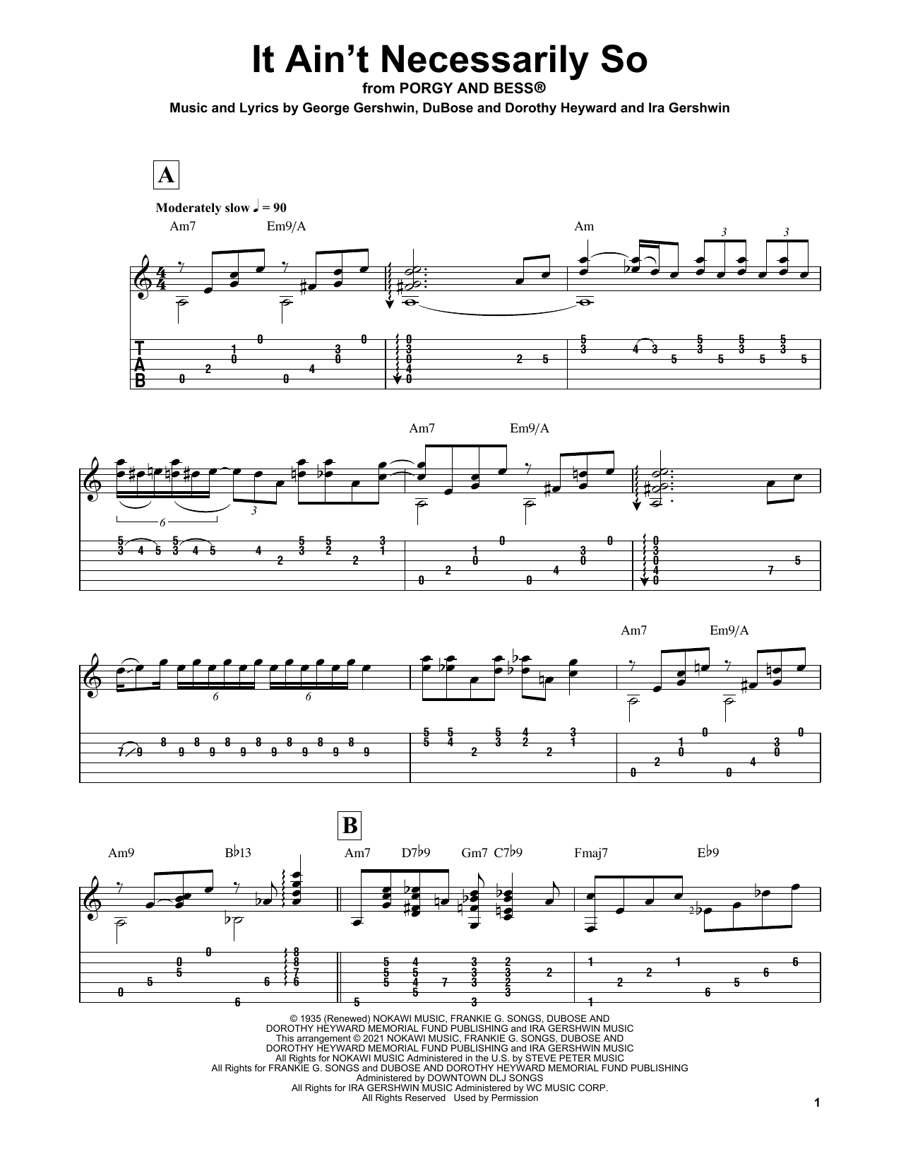 George Gershwin It Ain't Necessarily So (arr. Matt Otten) sheet music notes and chords arranged for Solo Guitar