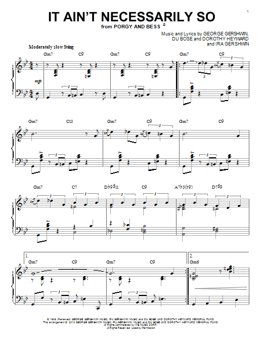 George Gershwin It Ain't Necessarily So [Jazz version] (arr. Brent Edstrom) sheet music notes and chords arranged for Piano & Vocal