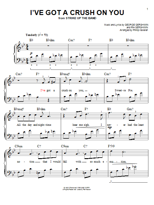 George Gershwin I've Got A Crush On You (arr. Phillip Keveren) sheet music notes and chords arranged for Piano Solo