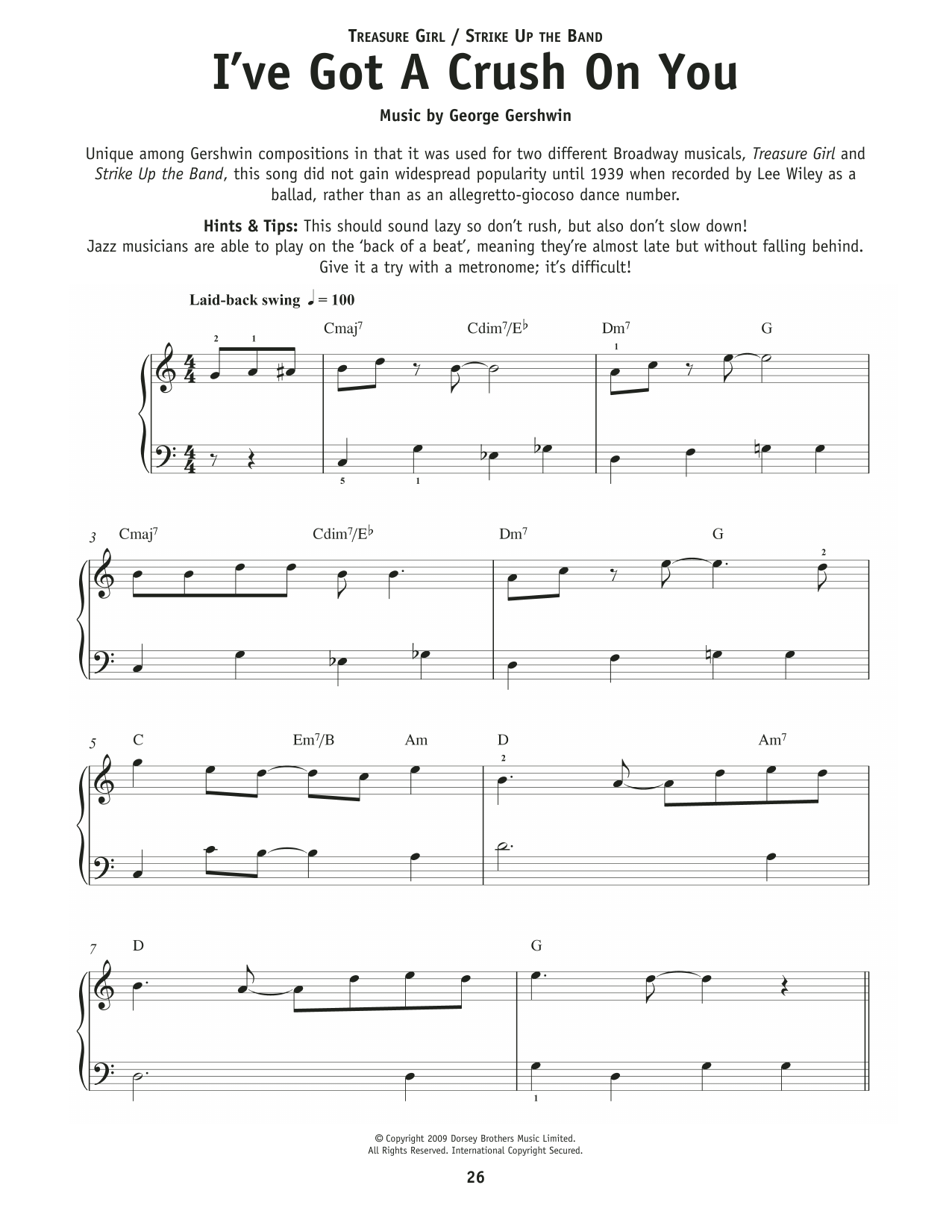 George Gershwin I've Got A Crush On You (from Strike Up The Band) sheet music notes and chords arranged for Really Easy Piano