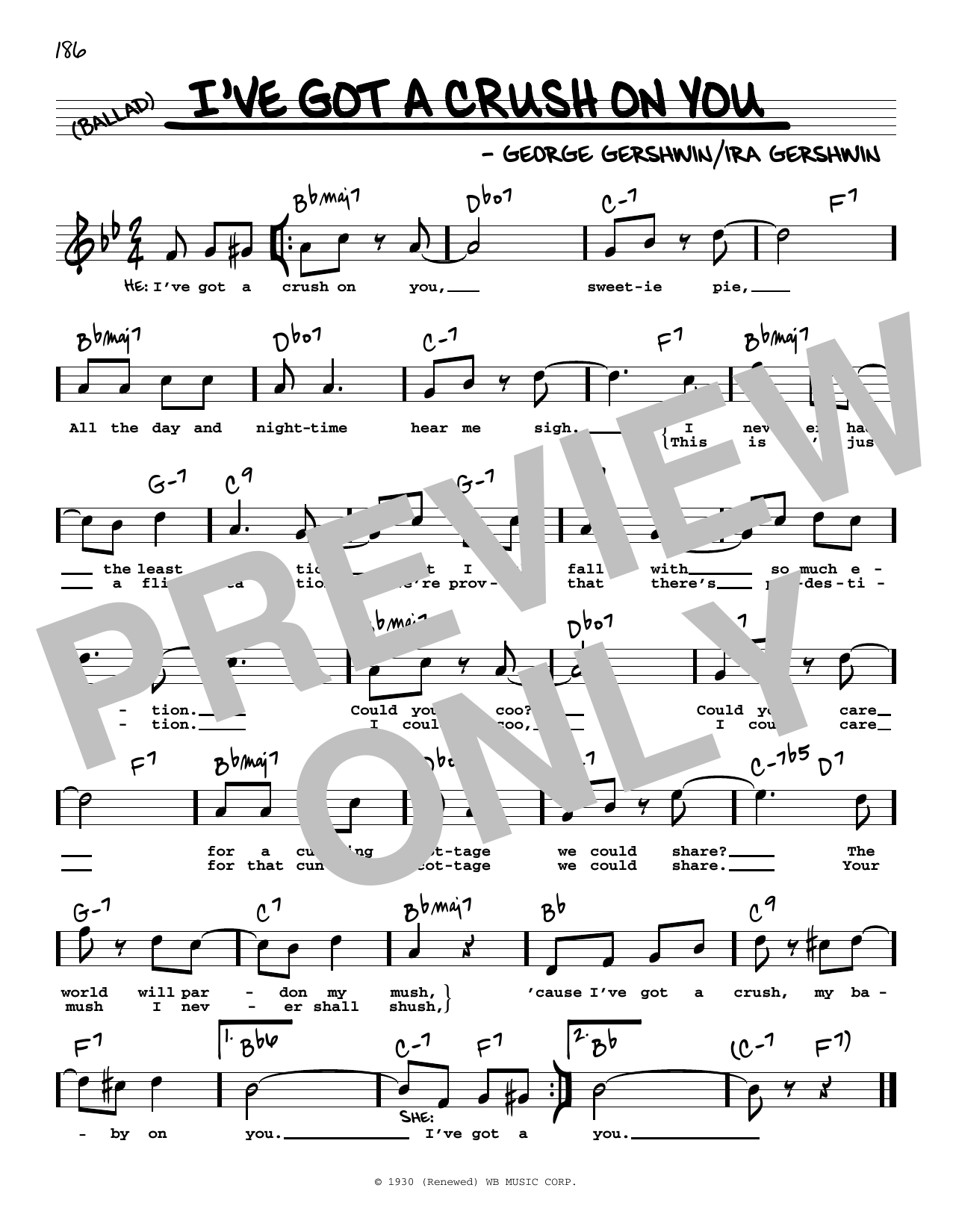 George Gershwin I've Got A Crush On You (High Voice) sheet music notes and chords arranged for Real Book – Melody, Lyrics & Chords