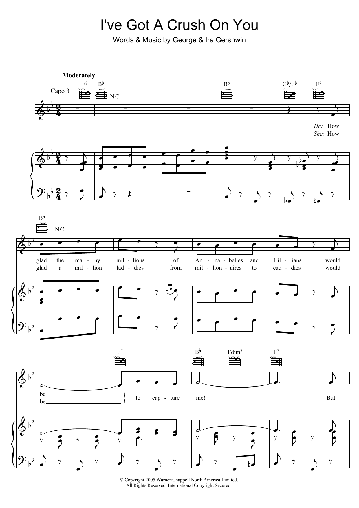 George Gershwin I've Got A Crush On You sheet music notes and chords arranged for Piano & Vocal