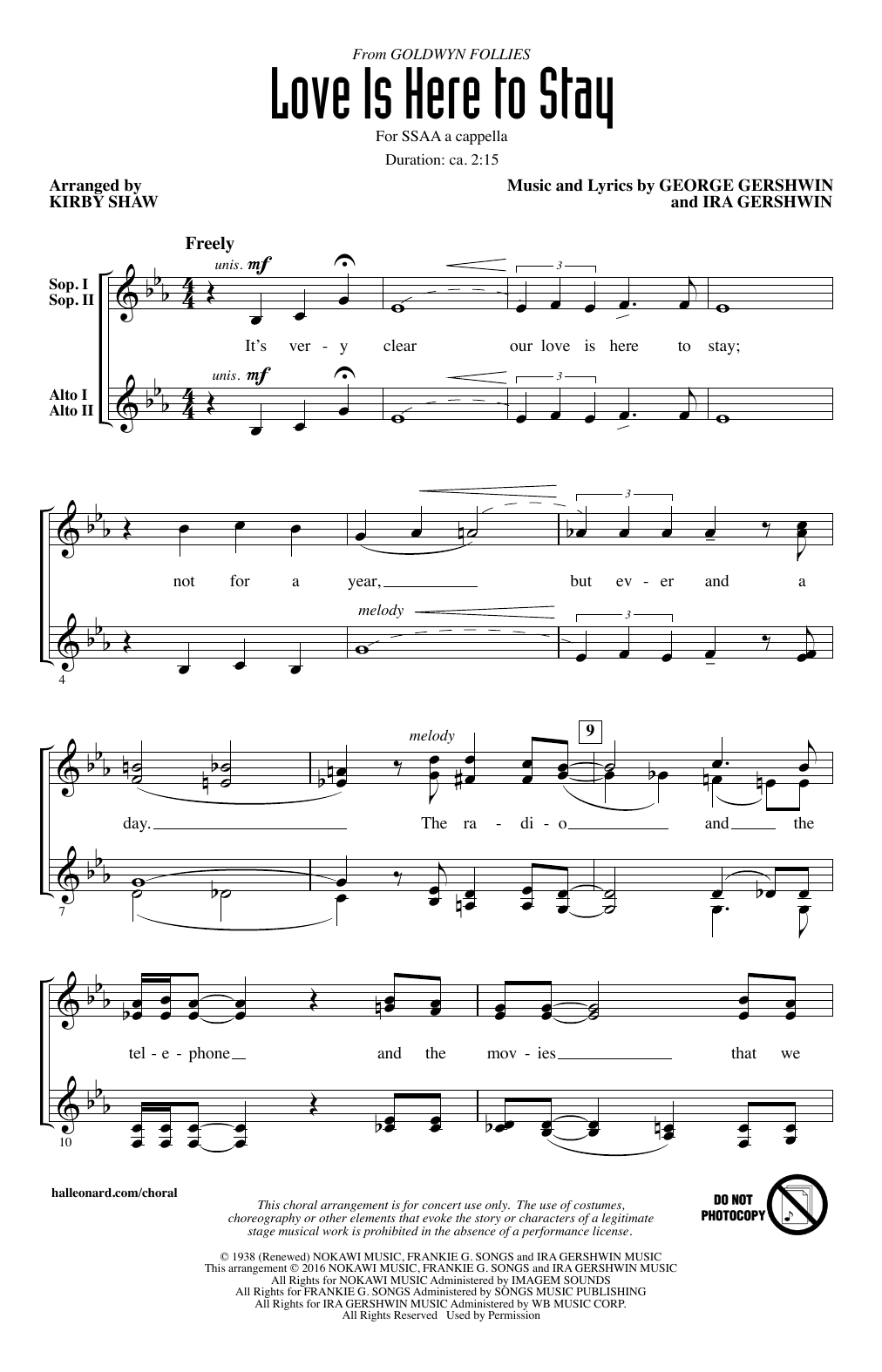 George Gershwin Love Is Here To Stay (arr. Kirby Shaw) sheet music notes and chords arranged for SSAA Choir