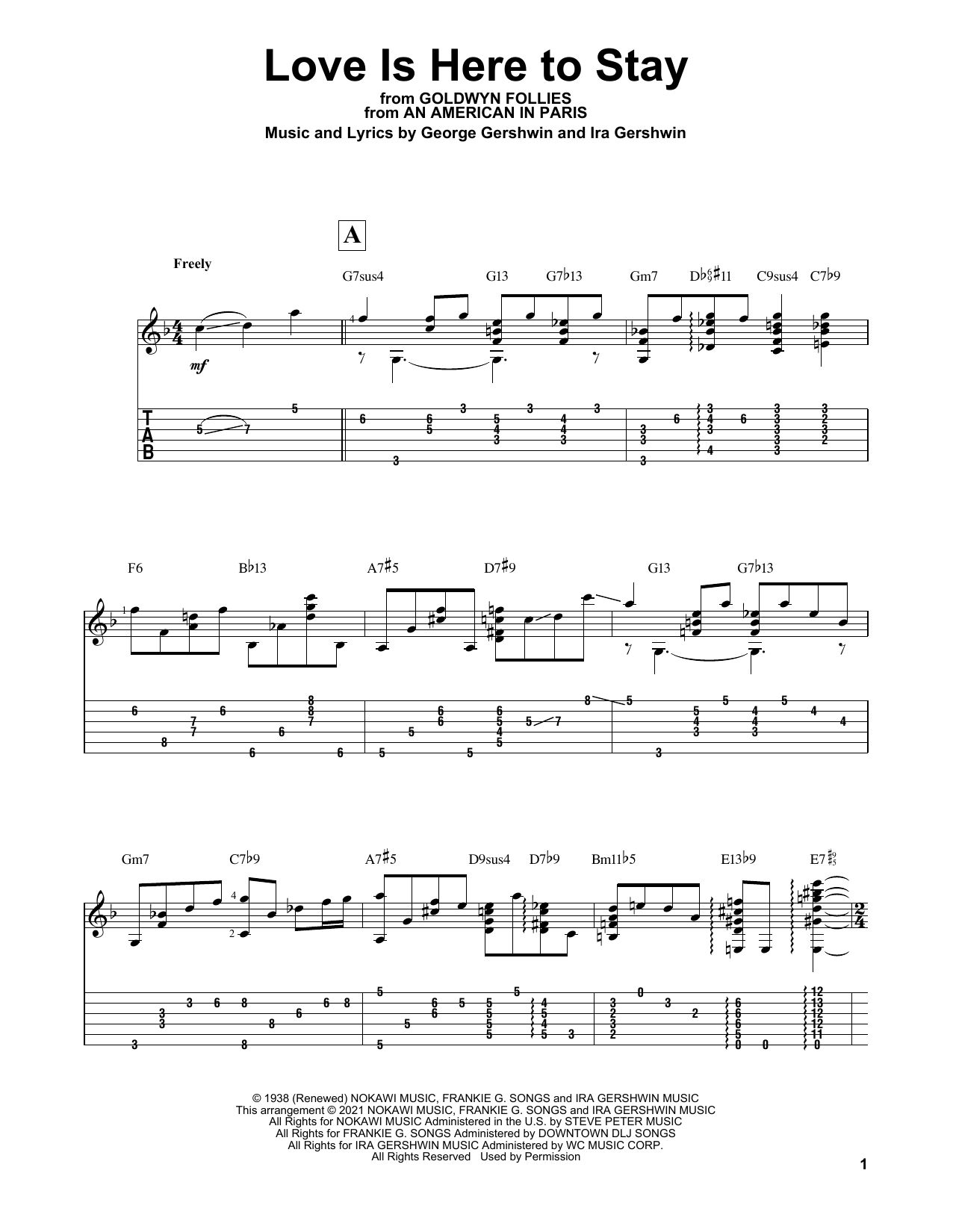 George Gershwin Love Is Here To Stay (arr. Matt Otten) sheet music notes and chords arranged for Solo Guitar