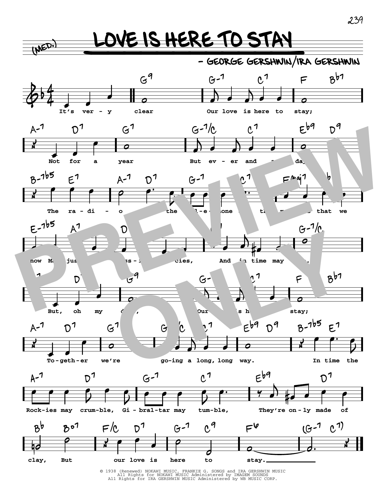 George Gershwin Love Is Here To Stay (High Voice) sheet music notes and chords arranged for Real Book – Melody, Lyrics & Chords