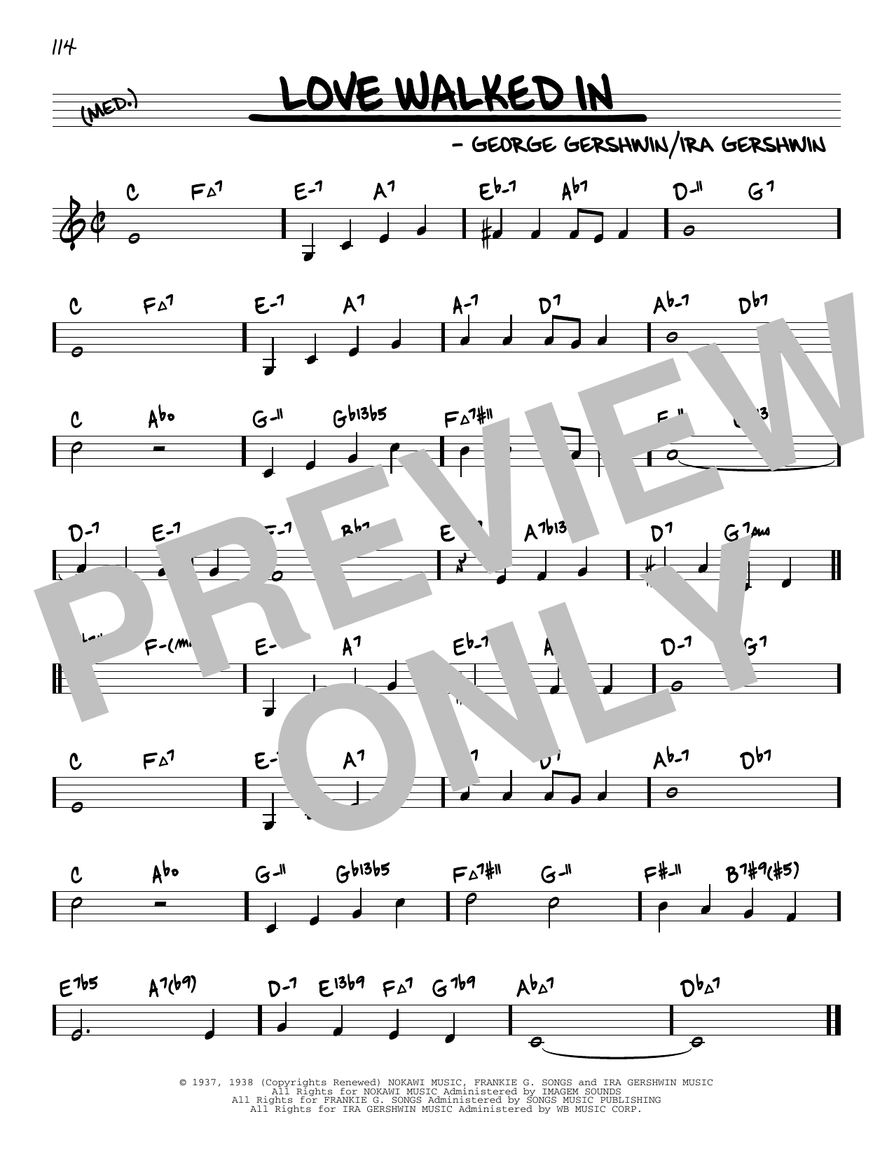 George Gershwin Love Walked In (arr. David Hazeltine) sheet music notes and chords arranged for Real Book – Enhanced Chords