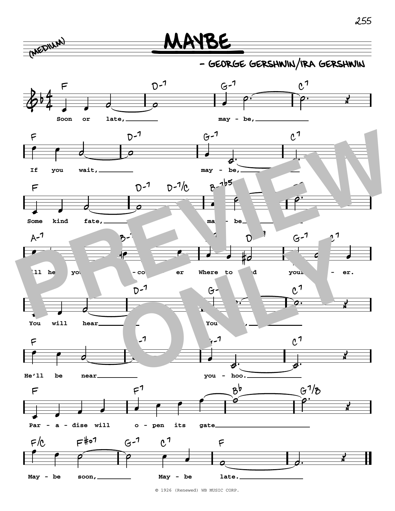 George Gershwin Maybe (High Voice) sheet music notes and chords arranged for Real Book – Melody, Lyrics & Chords