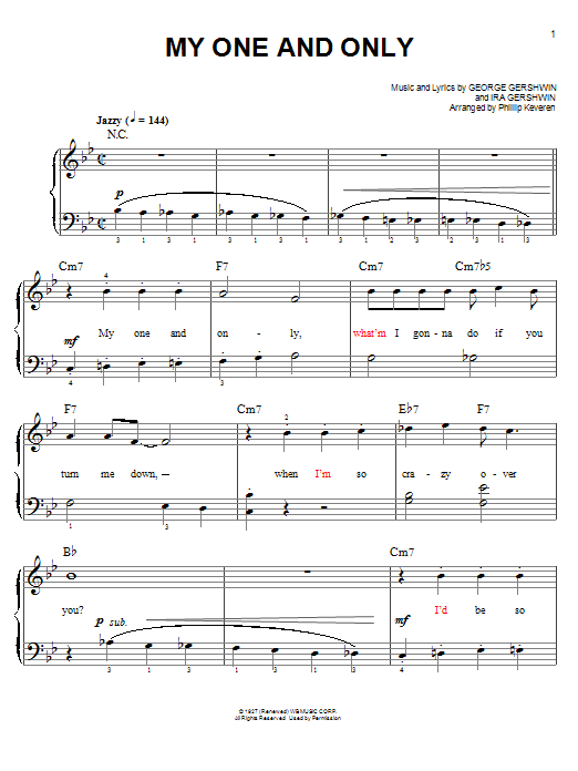 George Gershwin My One And Only (arr. Phillip Keveren) sheet music notes and chords arranged for Easy Piano