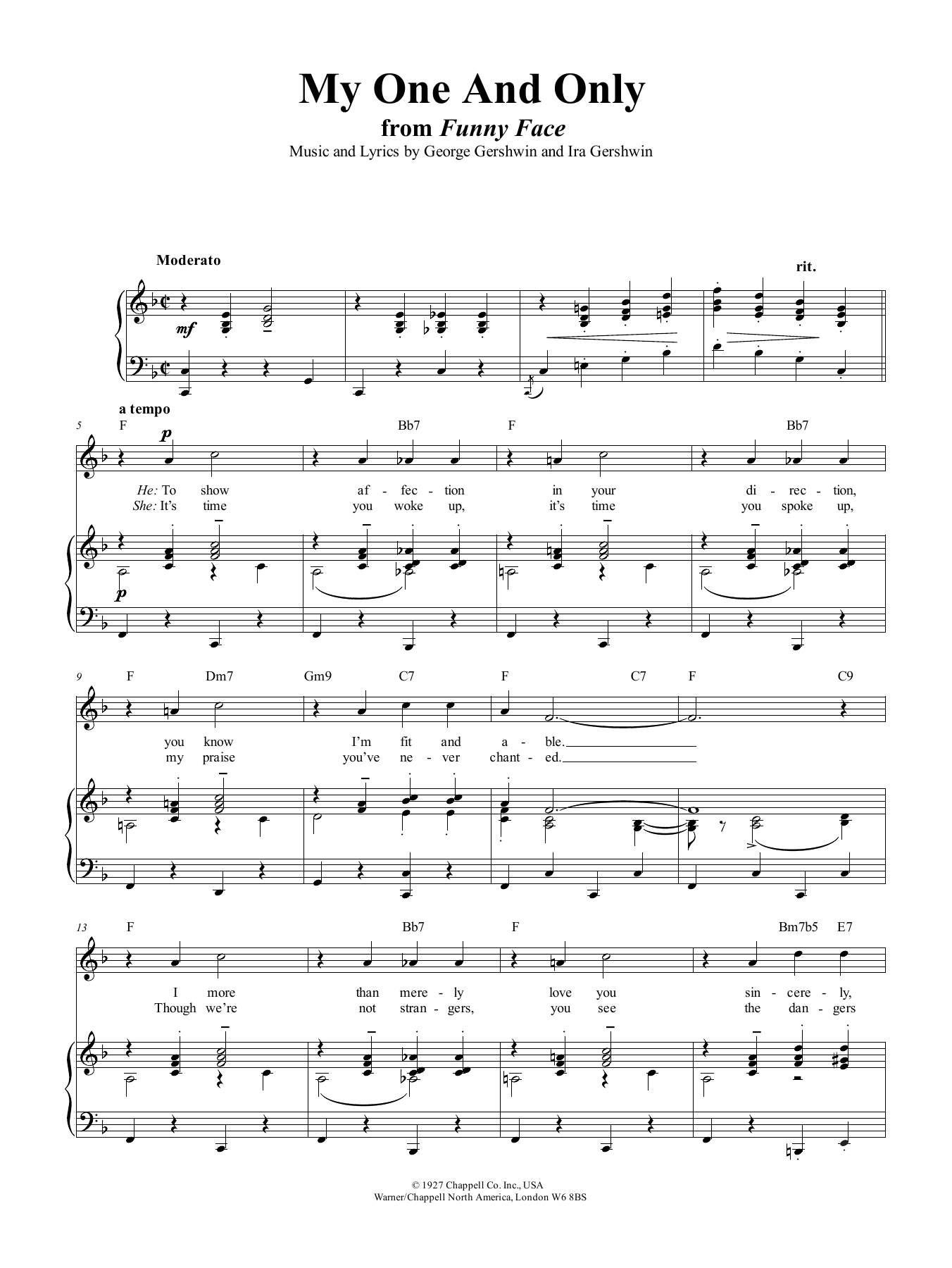 George Gershwin My One And Only sheet music notes and chords arranged for Lead Sheet / Fake Book