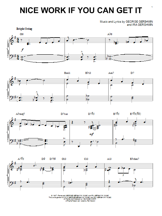 George Gershwin Nice Work If You Can Get It [Jazz version] (arr. Brent Edstrom) sheet music notes and chords arranged for Piano & Vocal
