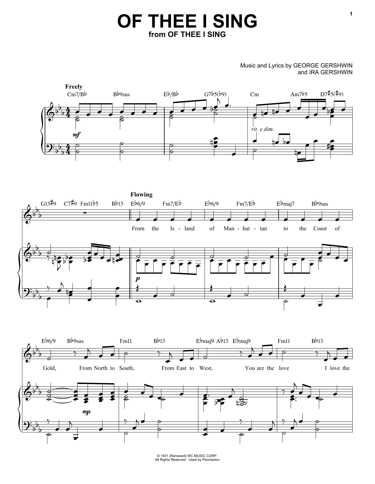 George Gershwin Of Thee I Sing [Jazz version] (arr. Brent Edstrom) sheet music notes and chords arranged for Piano Solo