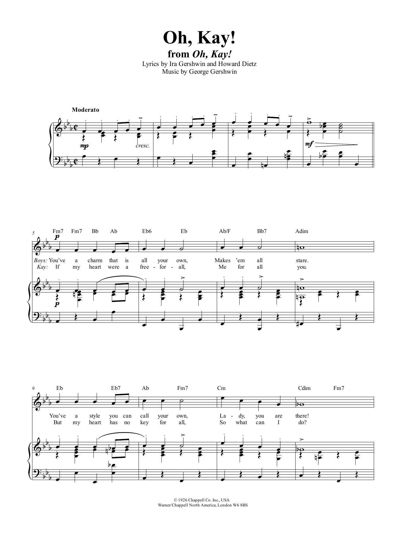 George Gershwin Oh, Kay sheet music notes and chords arranged for Piano, Vocal & Guitar Chords (Right-Hand Melody)