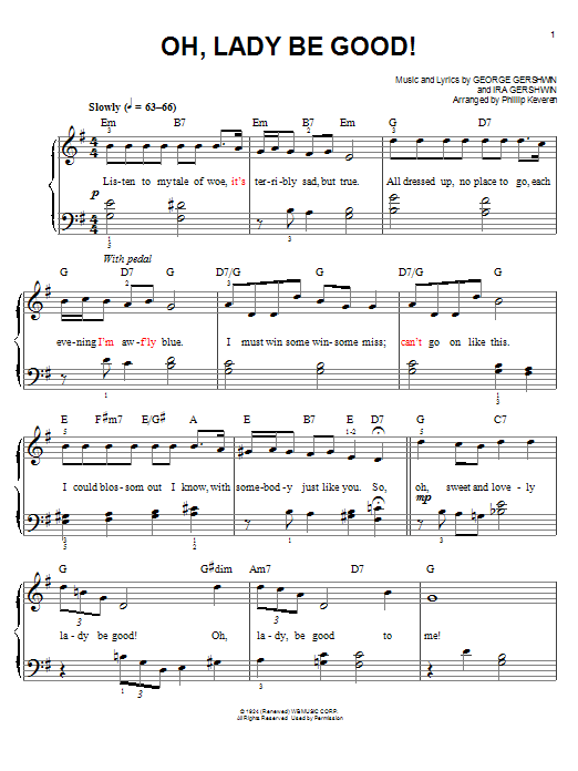 George Gershwin Oh, Lady Be Good! (arr. Phillip Keveren) sheet music notes and chords arranged for Easy Piano