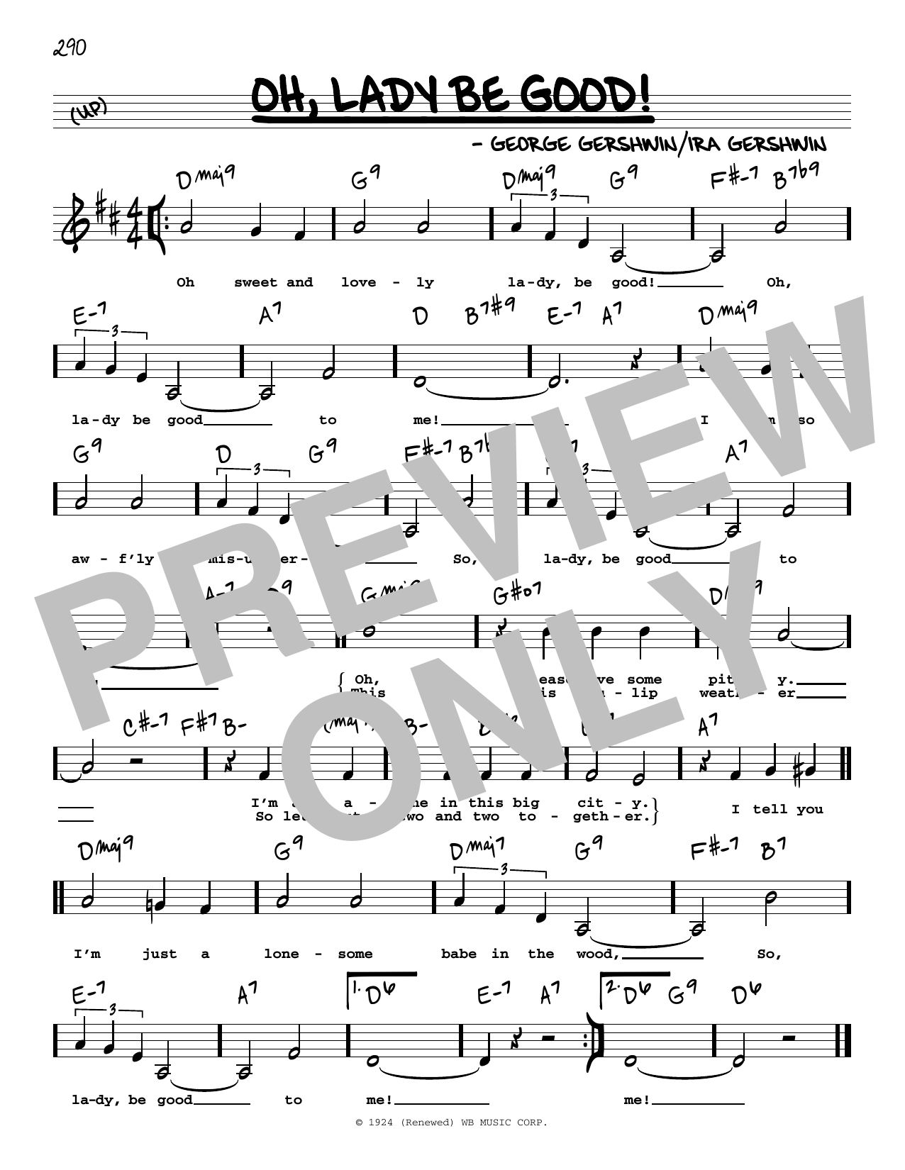 George Gershwin Oh, Lady Be Good! (Low Voice) sheet music notes and chords arranged for Real Book – Melody, Lyrics & Chords
