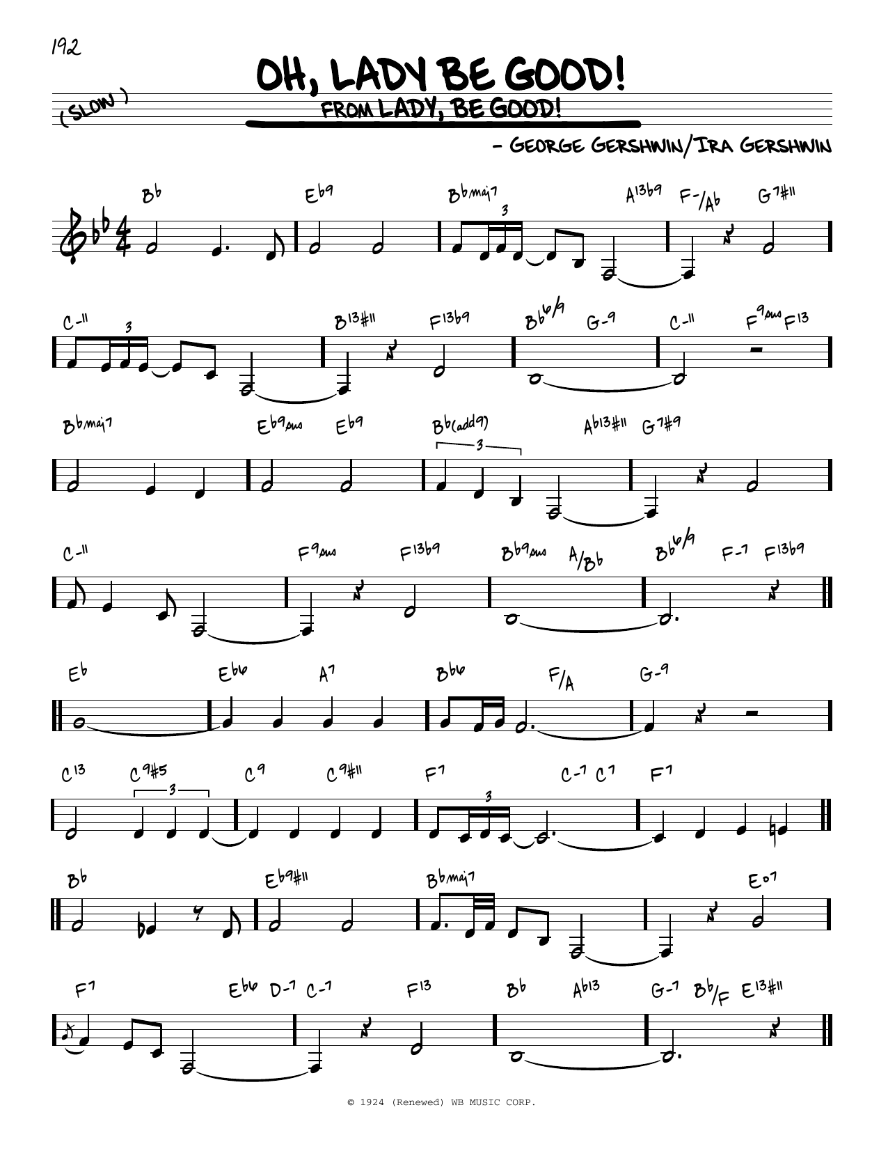 George Gershwin Oh, Lady Be Good! sheet music notes and chords arranged for Real Book – Melody & Chords