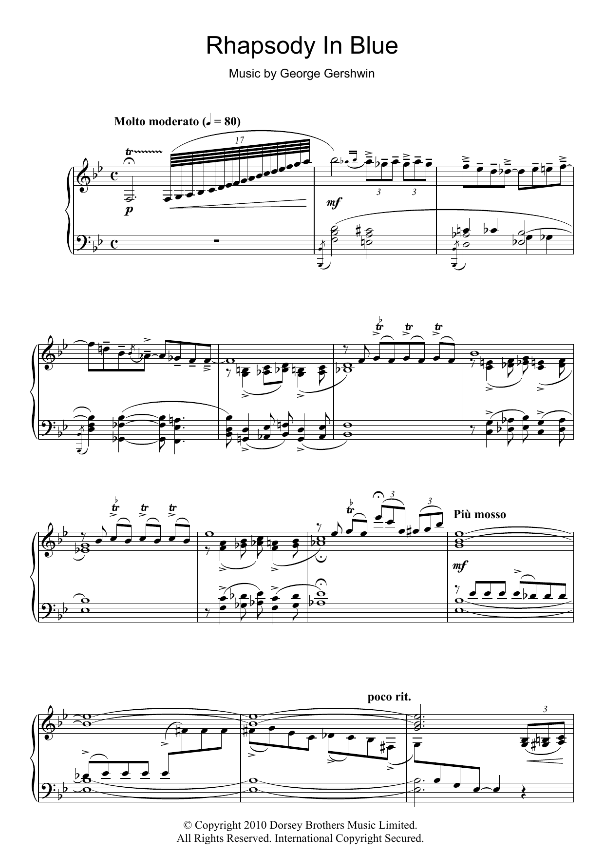 George Gershwin Rhapsody In Blue (Themes) sheet music notes and chords arranged for Flute and Piano