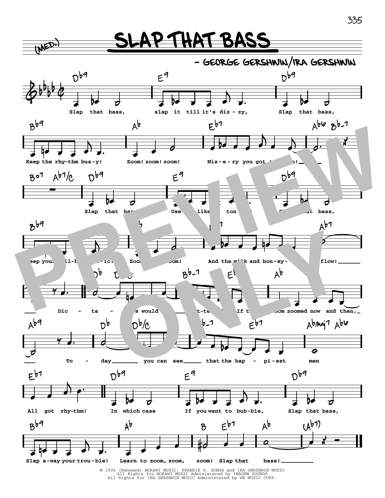 George Gershwin Slap That Bass (Low Voice) sheet music notes and chords arranged for Real Book – Melody, Lyrics & Chords