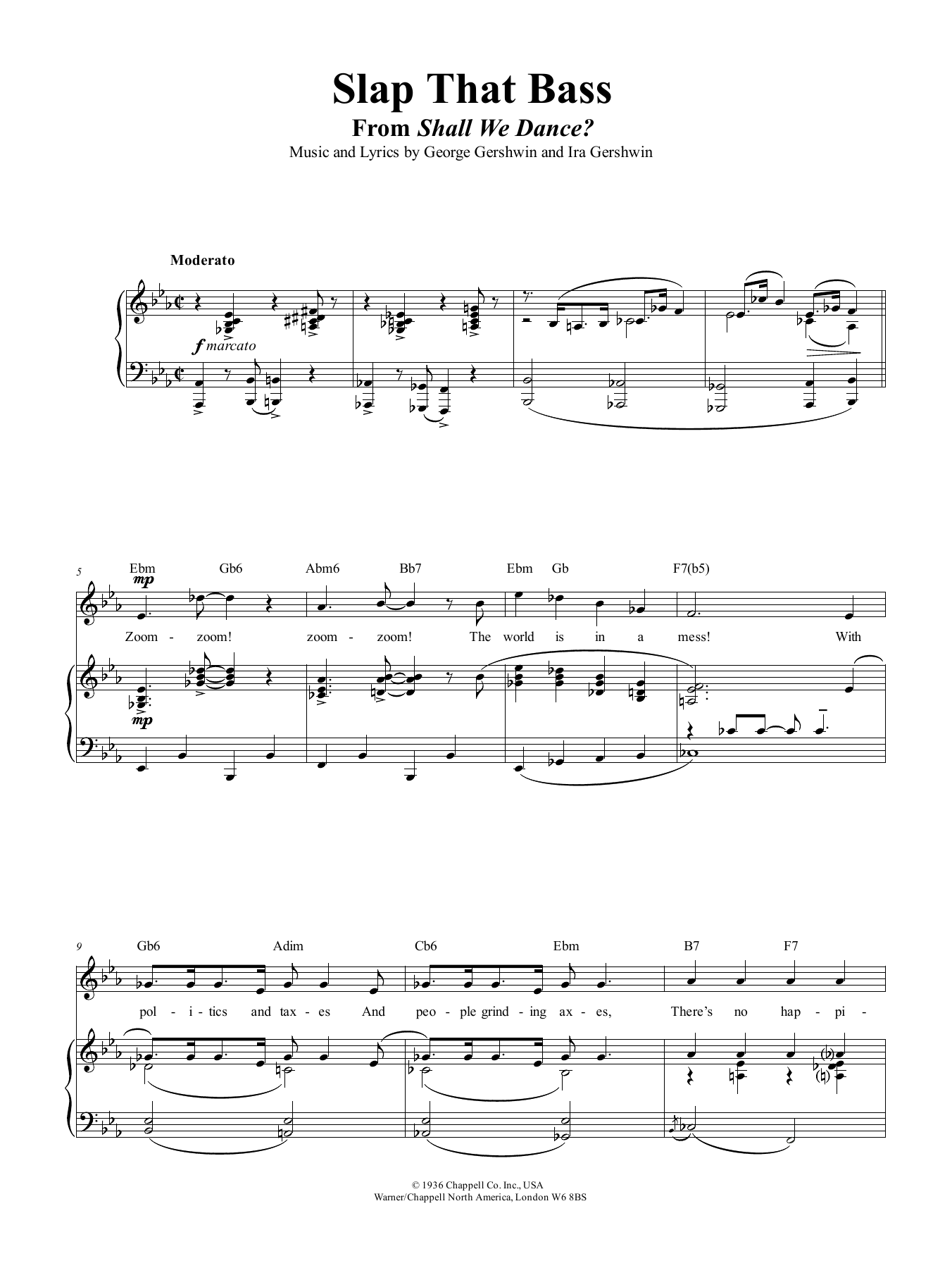 George Gershwin Slap That Bass sheet music notes and chords arranged for Real Book – Melody & Chords