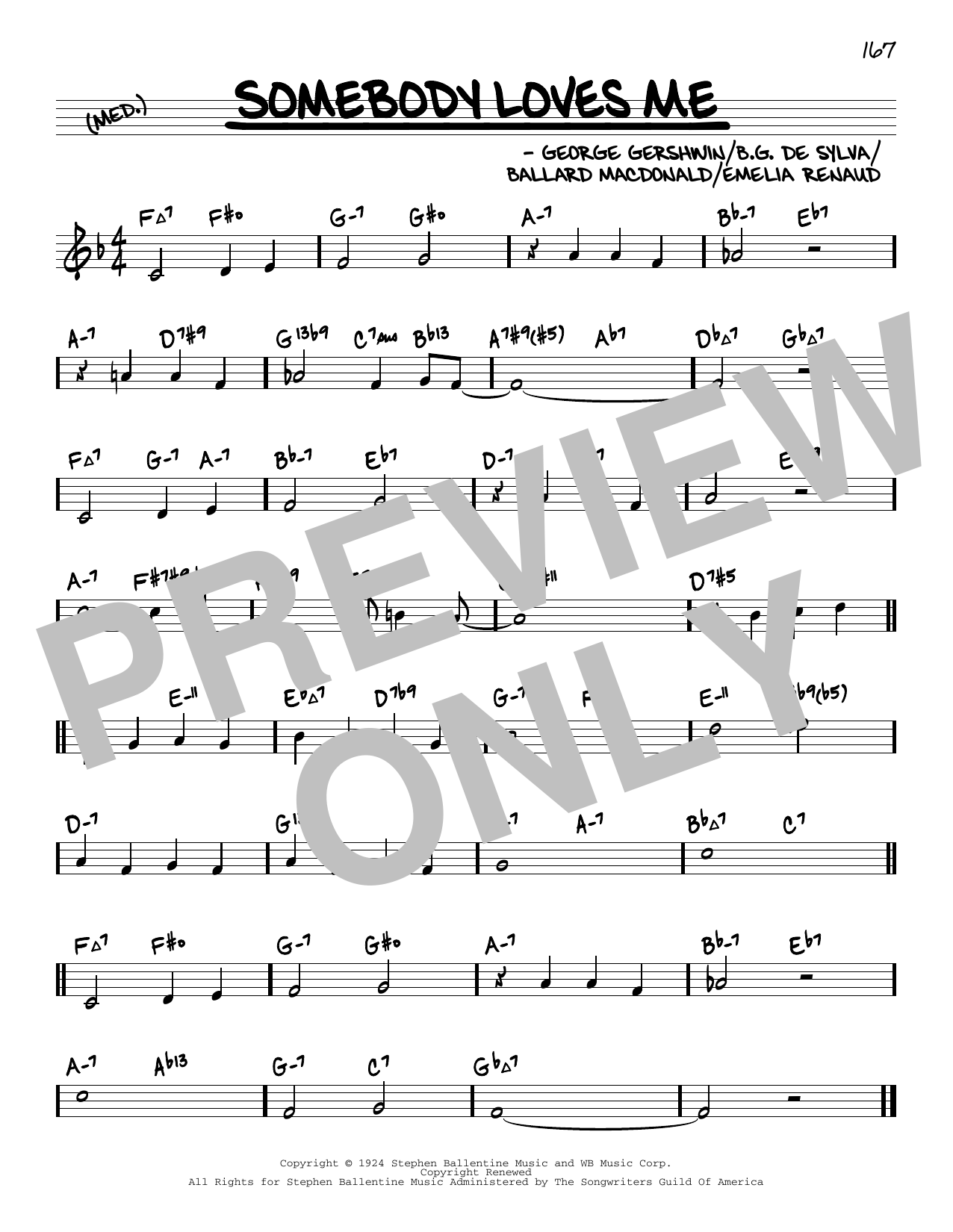 George Gershwin Somebody Loves Me (arr. David Hazeltine) sheet music notes and chords arranged for Real Book – Enhanced Chords
