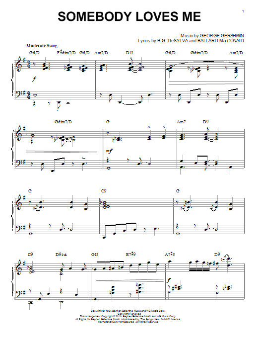 George Gershwin Somebody Loves Me [Jazz version] (arr. Brent Edstrom) sheet music notes and chords arranged for Piano & Vocal
