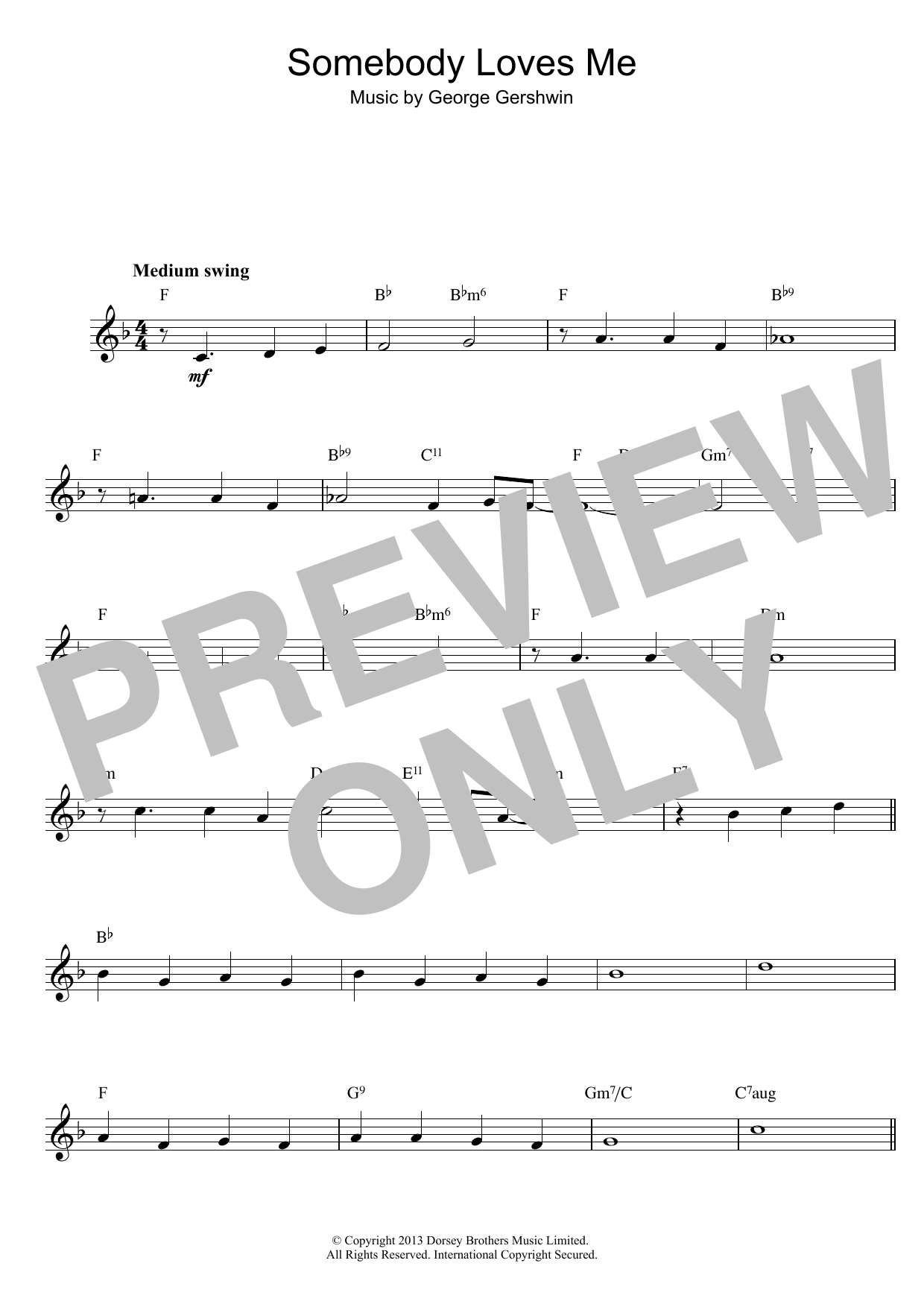 George Gershwin Somebody Loves Me sheet music notes and chords arranged for Piano, Vocal & Guitar Chords (Right-Hand Melody)
