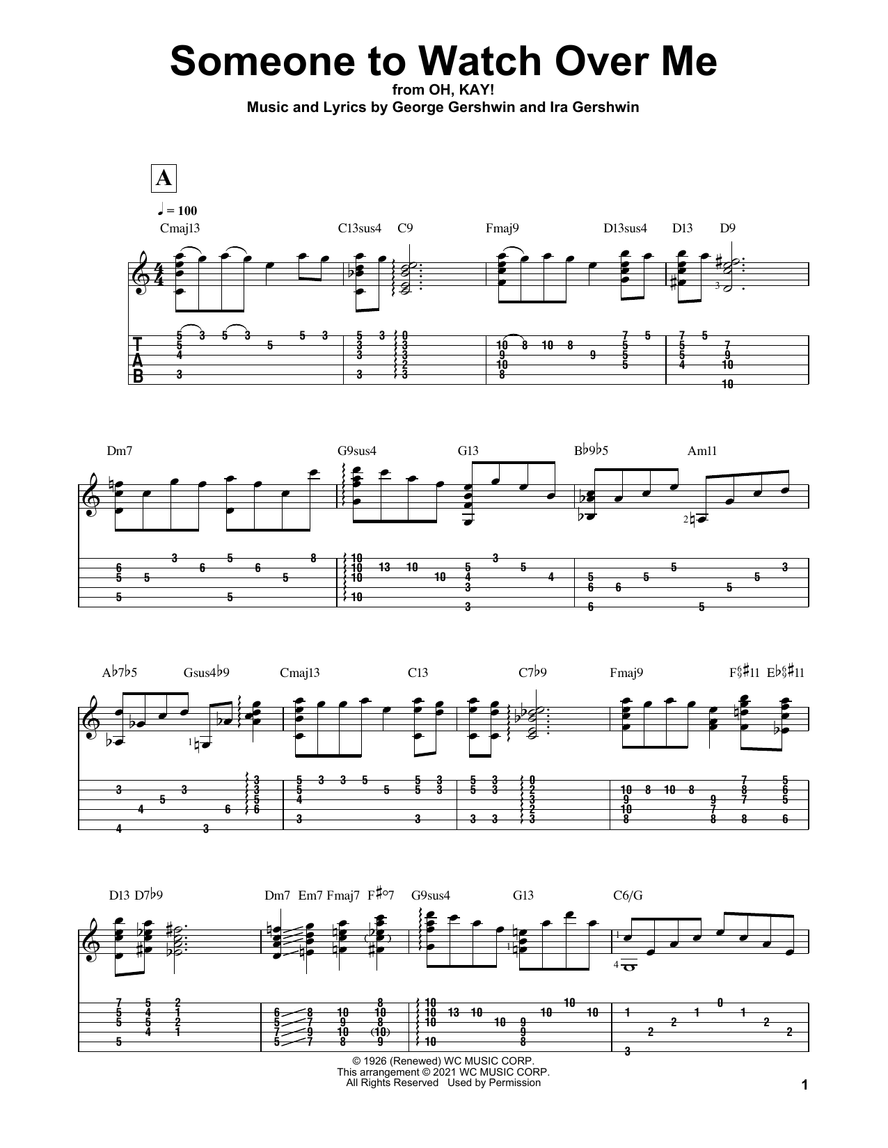 George Gershwin Someone To Watch Over Me (arr. Matt Otten) sheet music notes and chords arranged for Solo Guitar