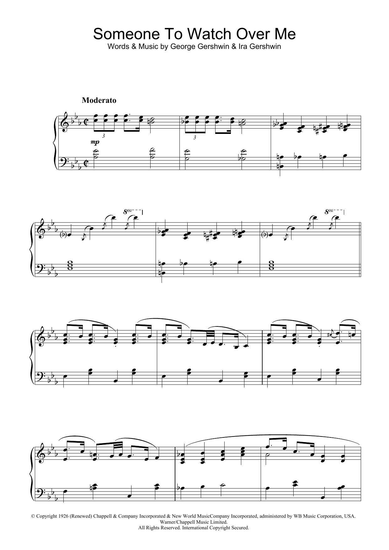 George Gershwin Someone To Watch Over Me (from Oh, Kay!) sheet music notes and chords arranged for Piano Solo