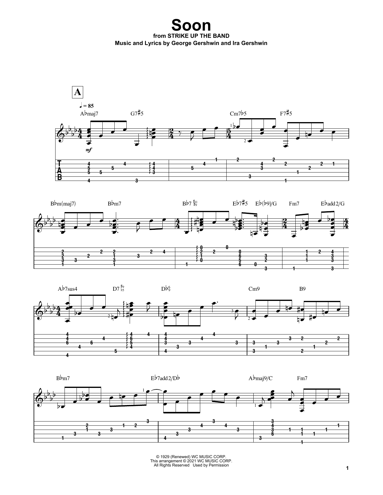 George Gershwin Soon (arr. Matt Otten) sheet music notes and chords arranged for Solo Guitar
