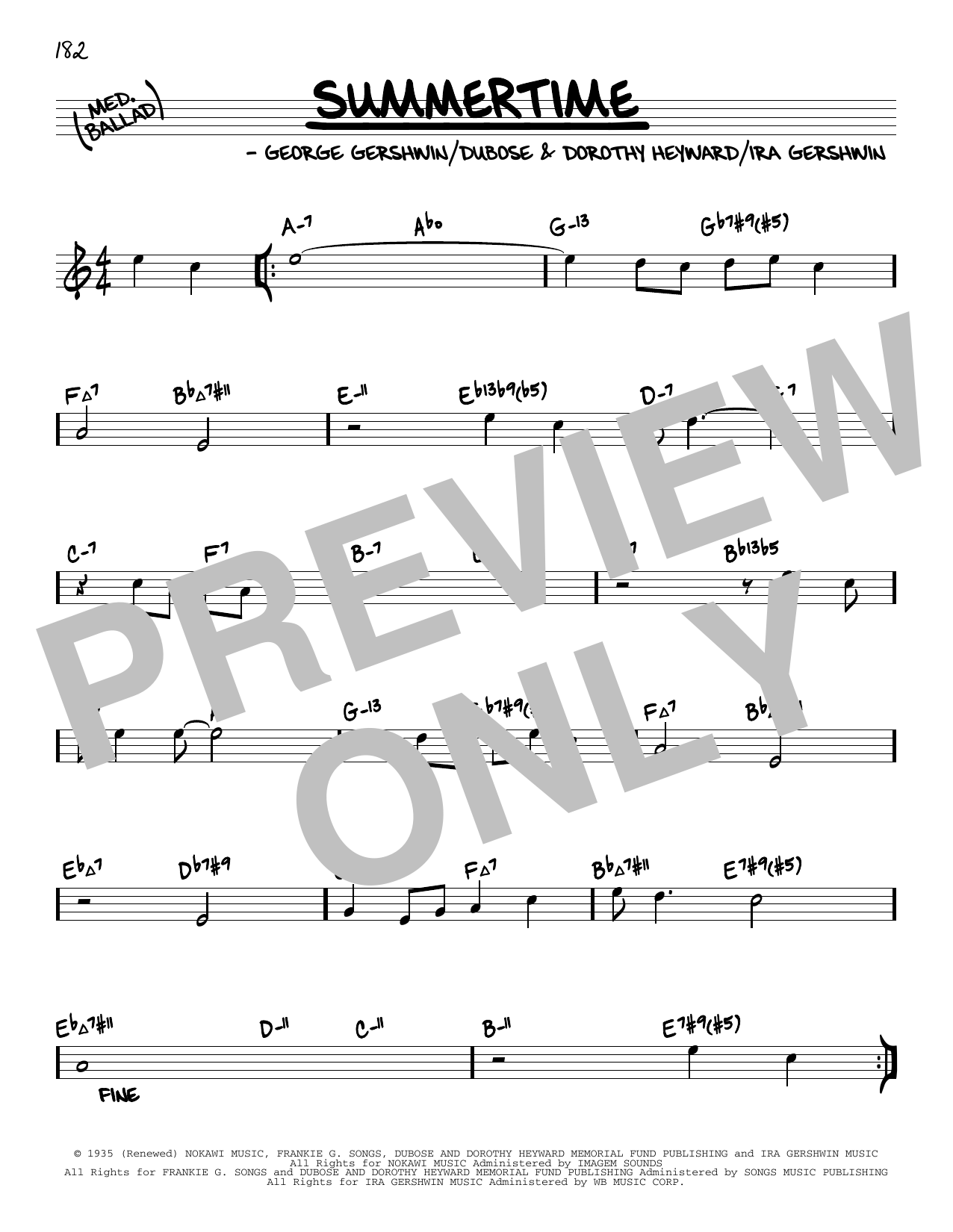 George Gershwin Summertime (arr. David Hazeltine) sheet music notes and chords arranged for Real Book – Enhanced Chords