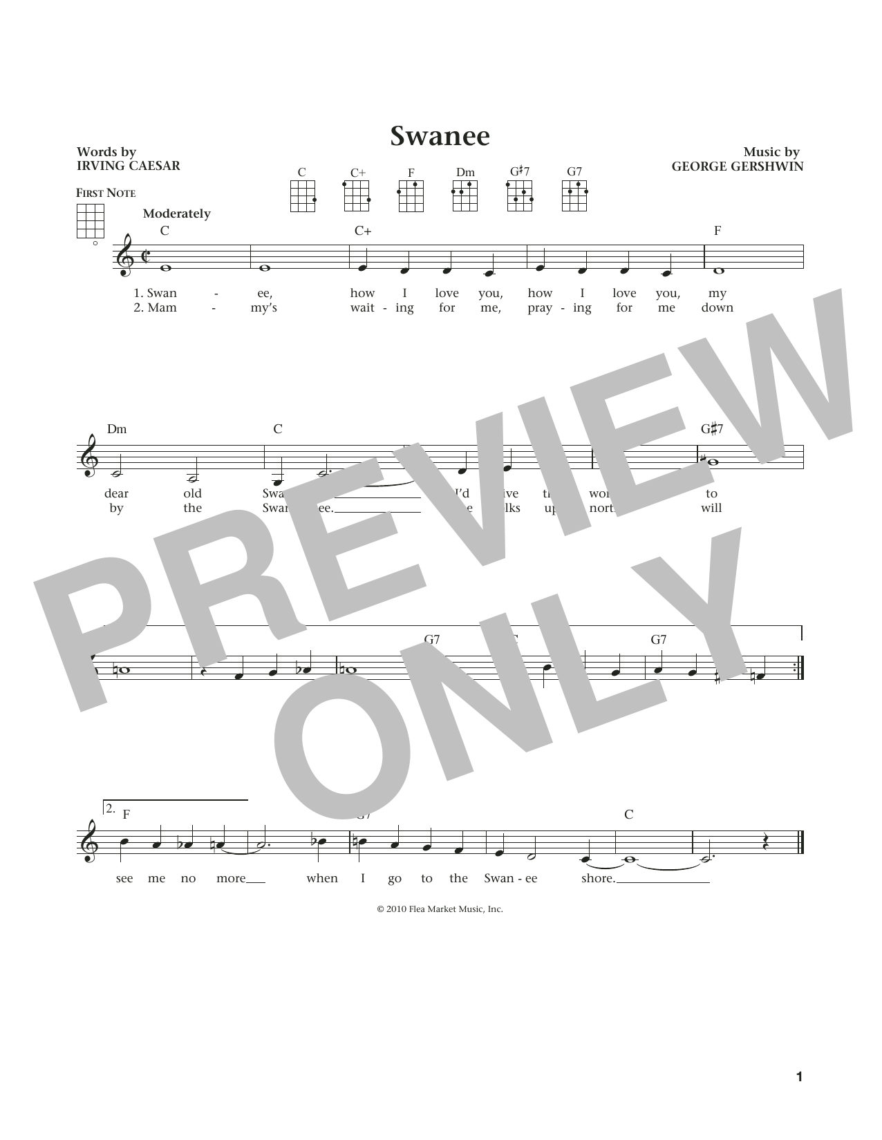 George Gershwin Swanee (from The Daily Ukulele) (arr. Liz and Jim Beloff) sheet music notes and chords arranged for Ukulele
