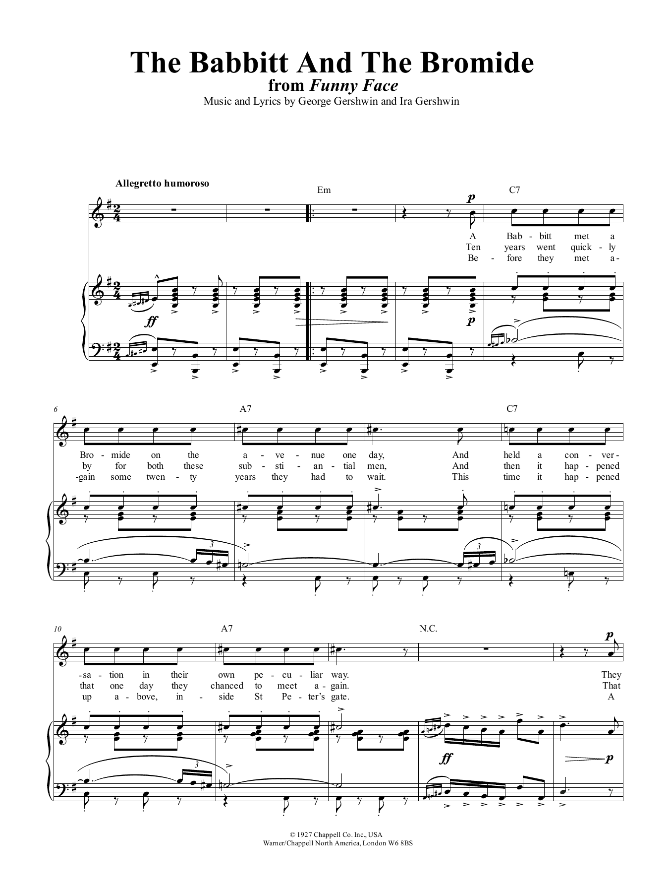 George Gershwin The Babbitt And The Bromide sheet music notes and chords arranged for Piano, Vocal & Guitar Chords (Right-Hand Melody)