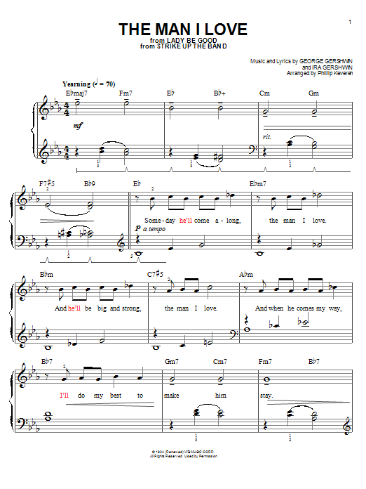 George Gershwin The Man I Love (arr. Phillip Keveren) sheet music notes and chords arranged for Piano Solo