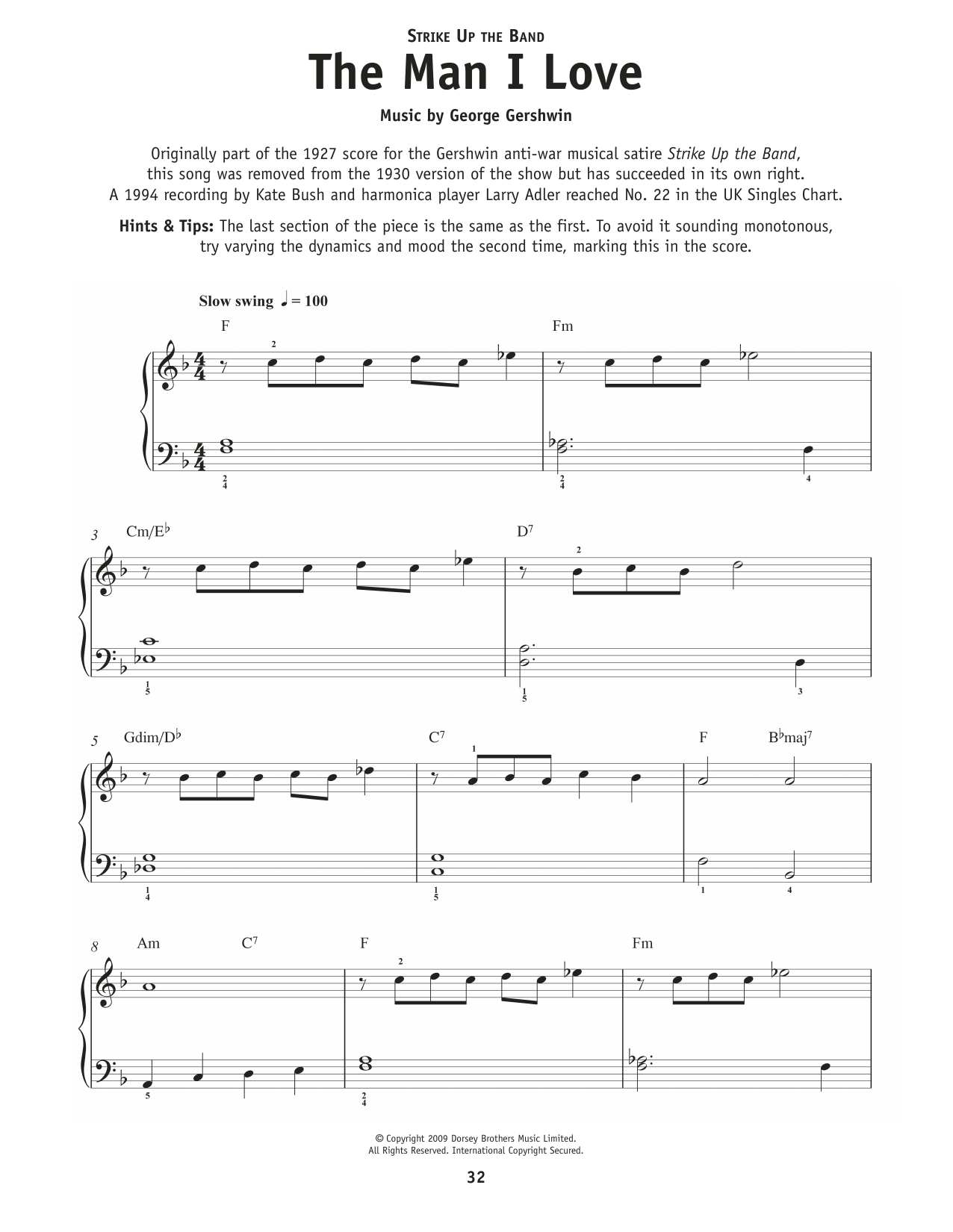 George Gershwin The Man I Love (from An American In Paris) sheet music notes and chords arranged for Really Easy Piano