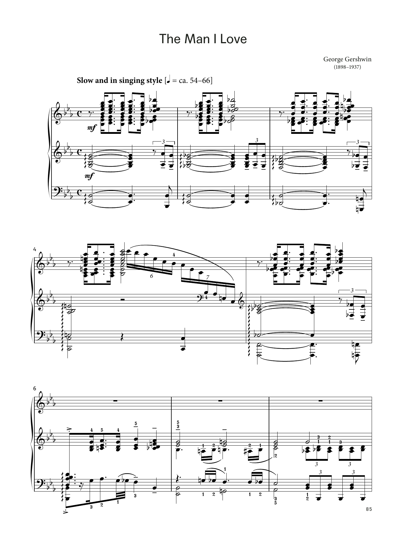 George Gershwin The Man I Love (LCME Piano 2018 Grade 8 List C) sheet music notes and chords arranged for Piano Solo