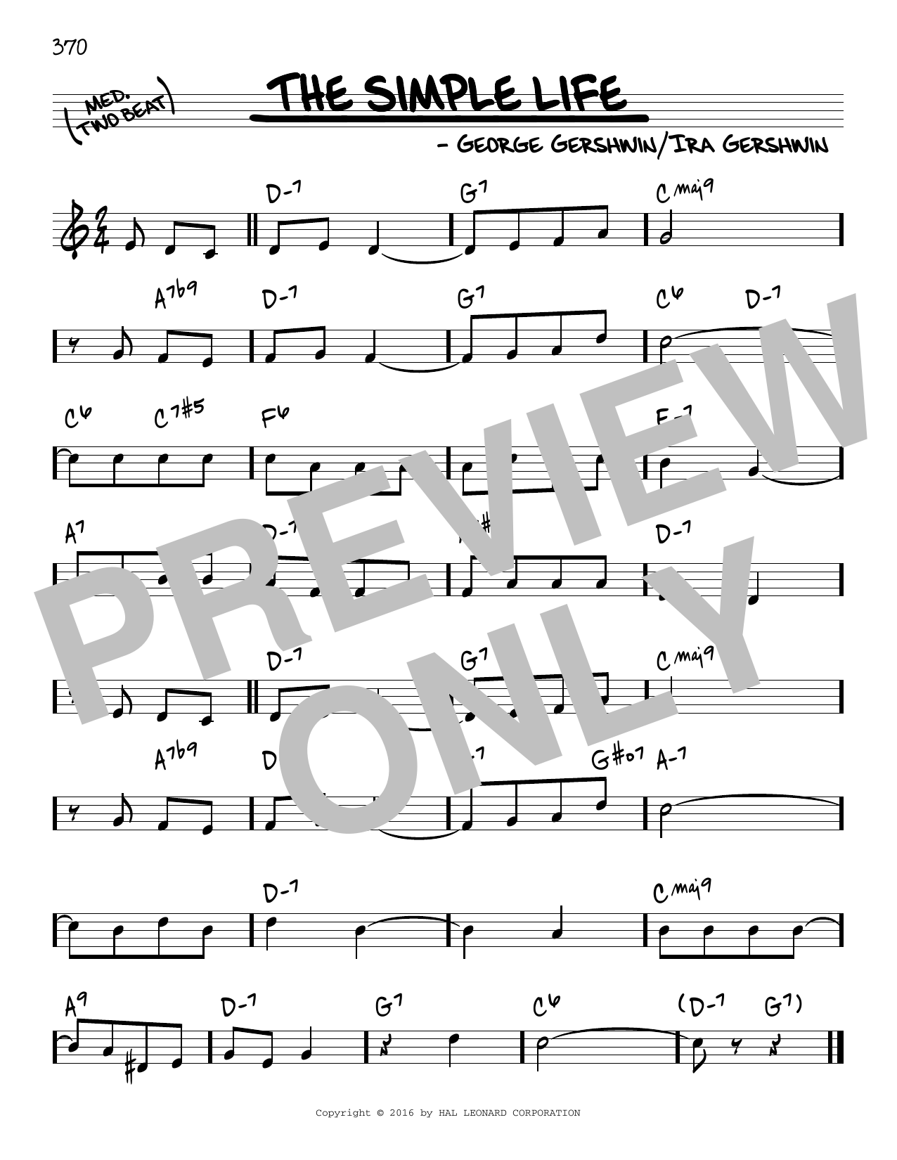 George Gershwin The Simple Life sheet music notes and chords arranged for Real Book – Melody & Chords