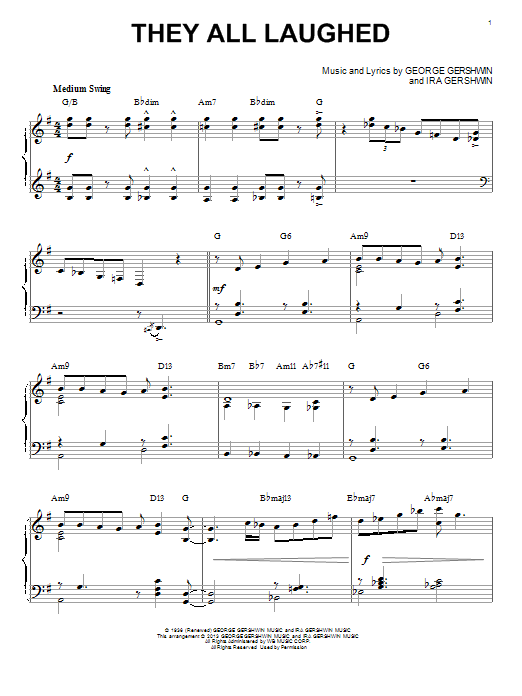 George Gershwin They All Laughed [Jazz version] (arr. Brent Edstrom) sheet music notes and chords arranged for Piano Solo
