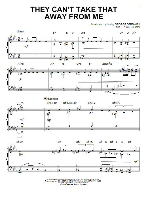 George Gershwin They Can't Take That Away From Me [Jazz version] (arr. Brent Edstrom) sheet music notes and chords arranged for Piano & Vocal