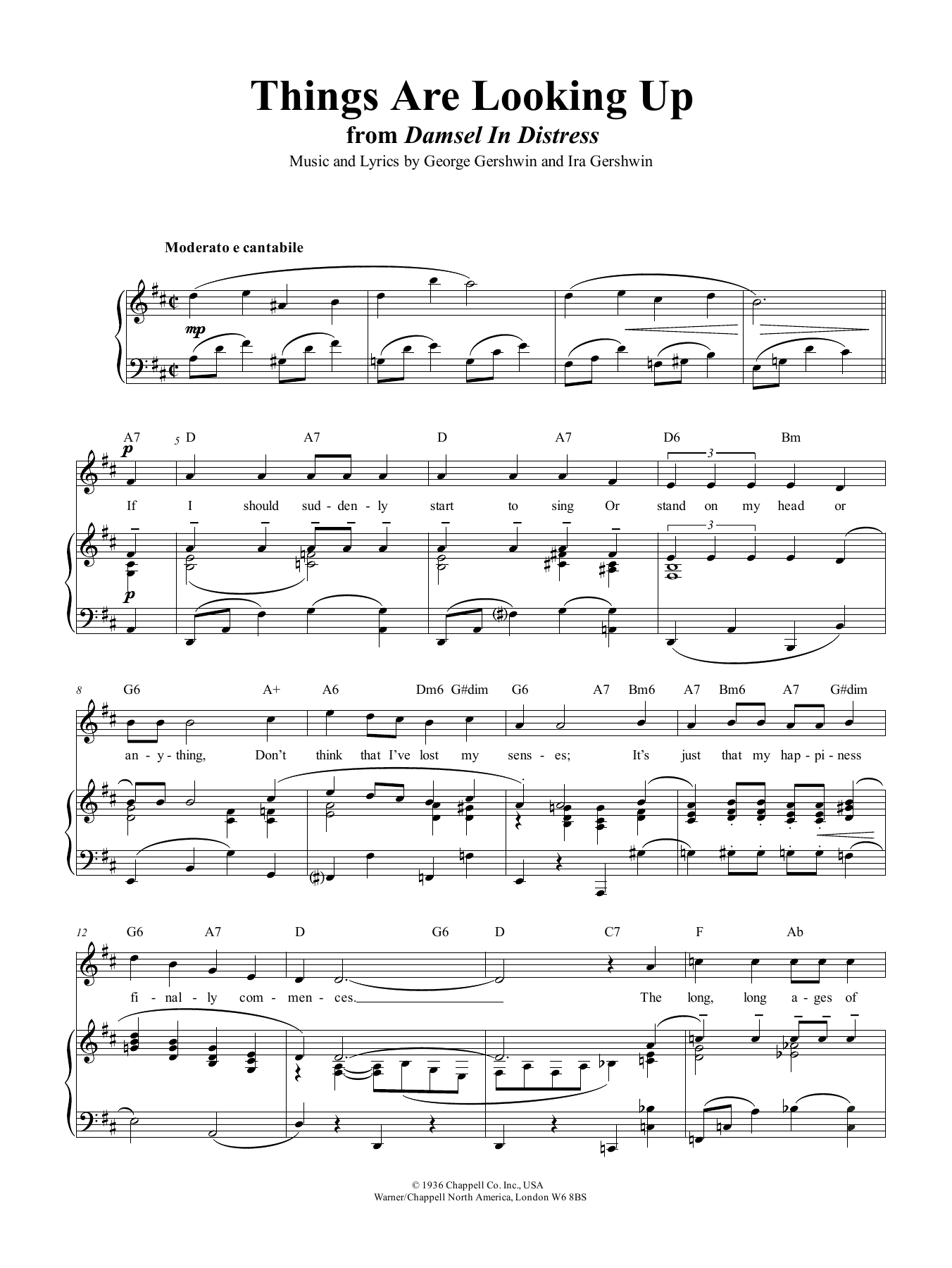 George Gershwin Things Are Looking Up sheet music notes and chords arranged for Piano, Vocal & Guitar Chords (Right-Hand Melody)
