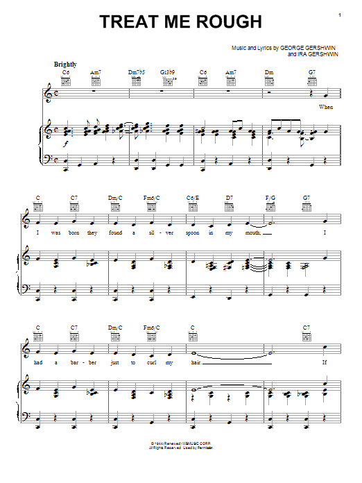 George Gershwin Treat Me Rough sheet music notes and chords arranged for Piano, Vocal & Guitar Chords (Right-Hand Melody)