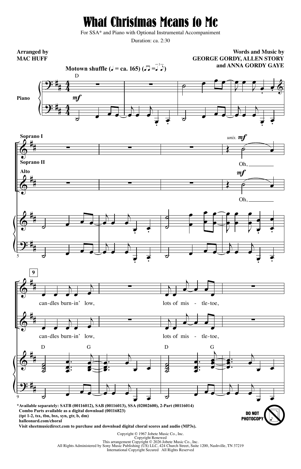 George Gordy What Christmas Means To Me (arr. Mac Huff) sheet music notes and chords arranged for SSA Choir