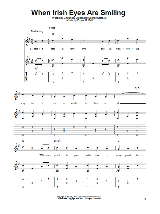 George Graff Jr. When Irish Eyes Are Smiling sheet music notes and chords arranged for Solo Guitar